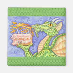 BRANDBRANDBRÖDDRAGON-LJUSANDE BIRTHDAY-KANDLAR MAGNET