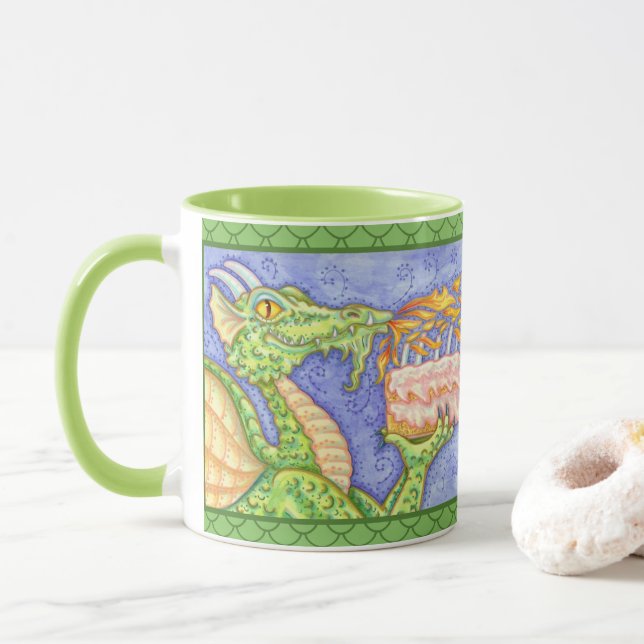 BRANDBRANDBRÖDDRAGON-LJUSANDE BIRTHDAY-KANDLAR MUGG (Med munk)