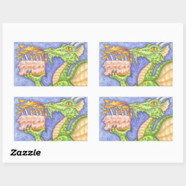 BRANDBRANDBRÖDDRAGON-LJUSANDE BIRTHDAY-KANDLAR REKTANGULÄRT KLISTERMÄRKE