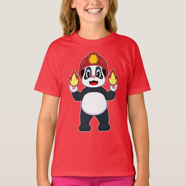 Brandbrandkår för Panda Firefighter T Shirt (Framsida)