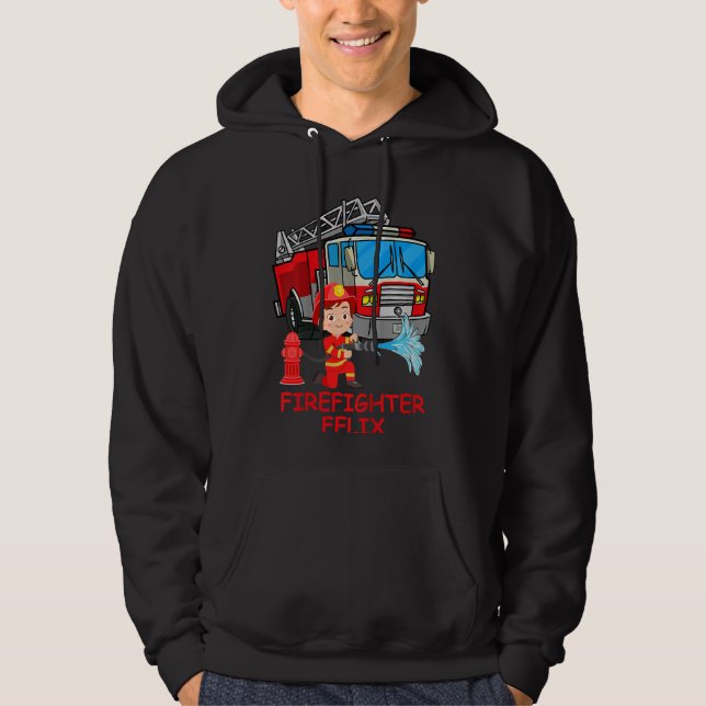 Brandbrandsläckare för barn, brandsläckare lastbil hoodie (Framsida)