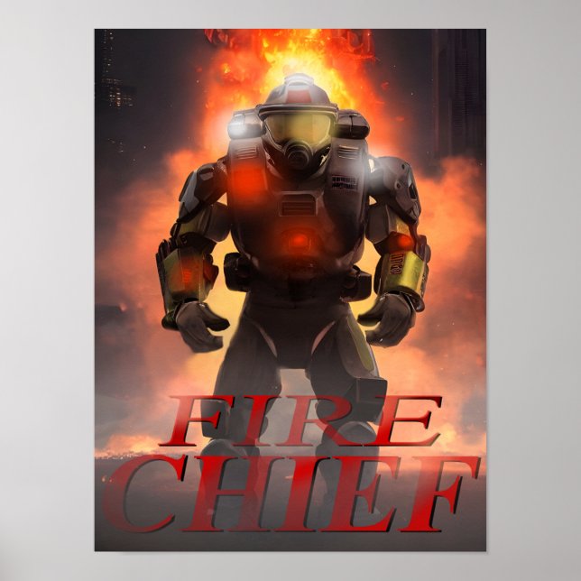 Brandchef framför flamma 12X16 (projektionsyta) Po Poster (Framsidan)