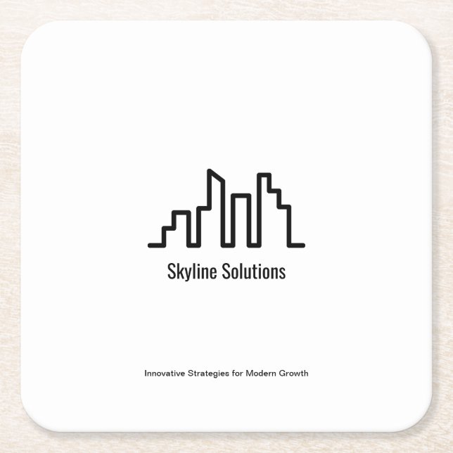 Branded Elegant Black and White Coasters Set of 6 Underlägg Papper Kvadrat (Framsidan)