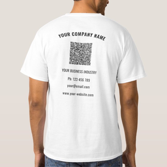 Branded Logo and QR Code Business T-Shirt Template (Baksida)