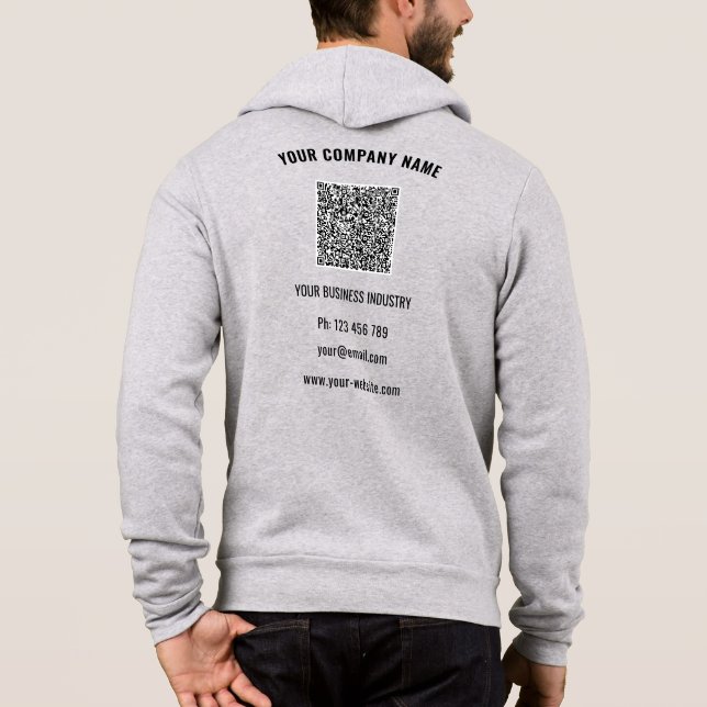 Branded Logo Text QR Code Business Hoodie Template T Shirt (Baksida)