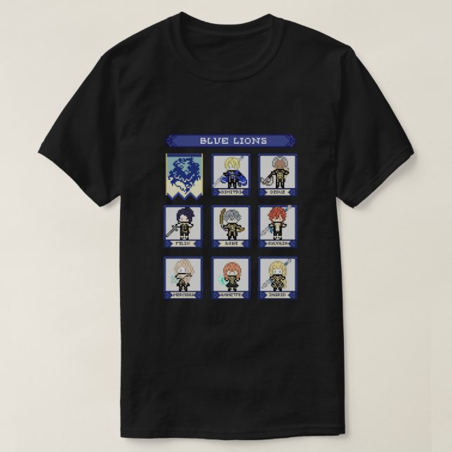 Brandemblem Tre hus Blue Lejon House Pixel Pa T Shirt (Design framsida)