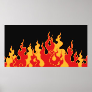 Branden. Flame tunga på svart bakgrund. Vin Poster