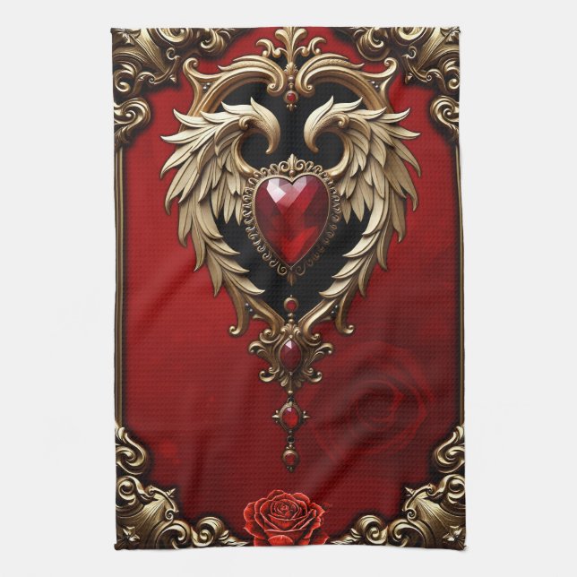 Branden och guld kökshandduk (Vertikal)