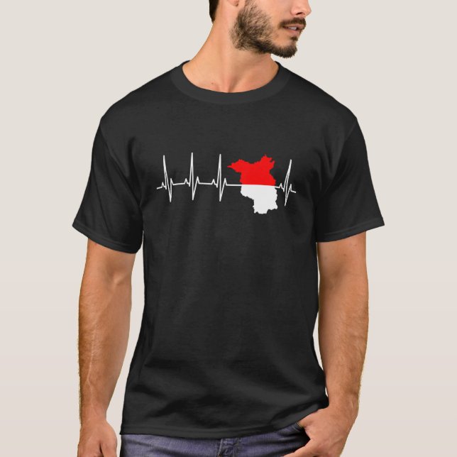 Brandenburg Flagga ECG-pulsslag för Brandenburger T Shirt (Framsida)