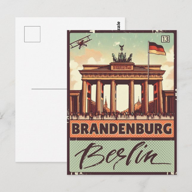 Brandenburg Gate -berlin porten, Berlin Semesterre Vykort (Fram/baksida)