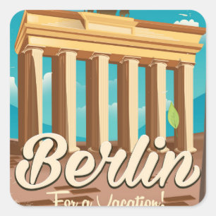 Brandenburg gate, Berlin serie ritad reseaffisch Fyrkantigt Klistermärke