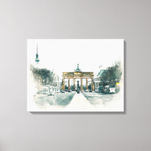 Brandenburg Grind Berlin Watercolor Painting Canvastryck