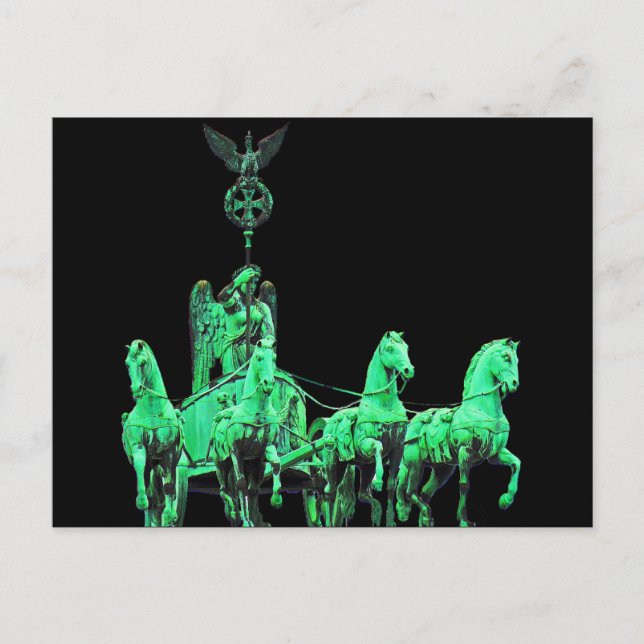 Brandenburg Grind Chariot, Berlin, mättad,Svart Vykort (Framsida)