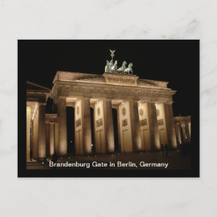 Brandenburg Grind i Night i Berlin, Tyskland Vykort