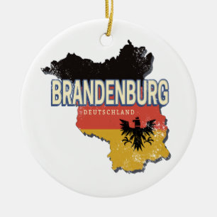 Brandenburg Tyskland Retro State Karta Vintage Julgransprydnad Keramik