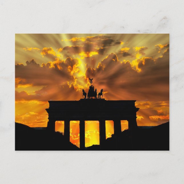 Brandenburger Grind vid sunset, Berlin Vykort (Framsida)