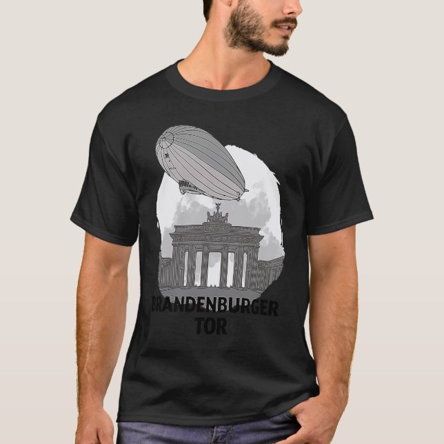 Brandenburger Tor Berlin Germany Silhouette Outlin T Shirt (Framsida)