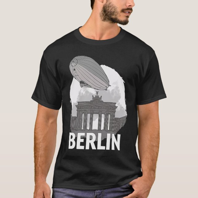 Brandenburger Tor Berlin Germany Silhouette Outlin T Shirt (Framsida)