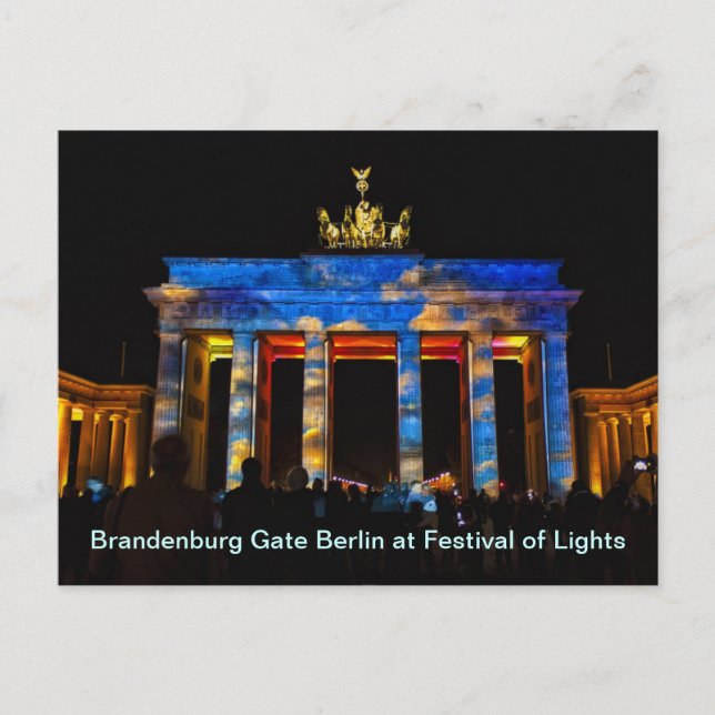 Brandenburgporten Berlin på ljusfestivalen Vykort (Framsida)