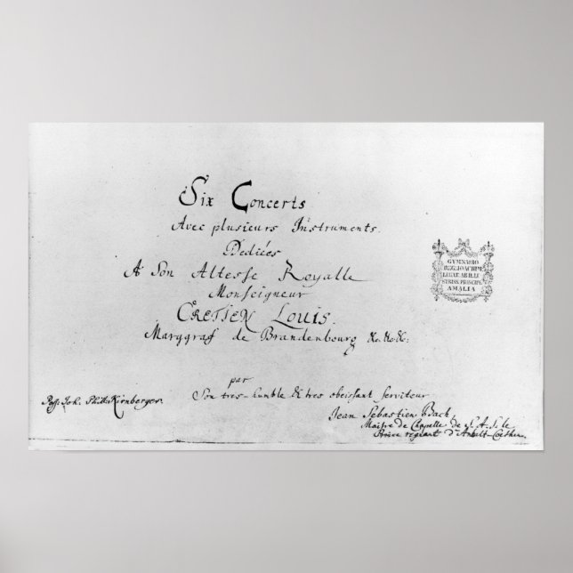 Brandenburgs konserter, 1721 poster (Framsidan)