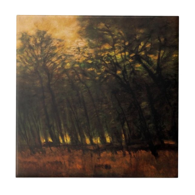 Bränder i skogen (av Laszlo Mednyanszky) Kakelplatta (Framsidan)