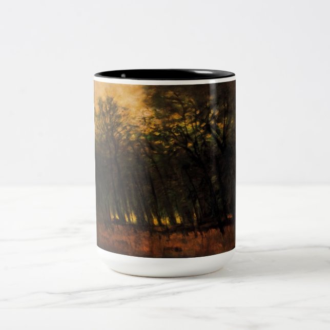 Bränder i skogen (av Laszlo Mednyanszky) Två-Tonad Mugg (Center)