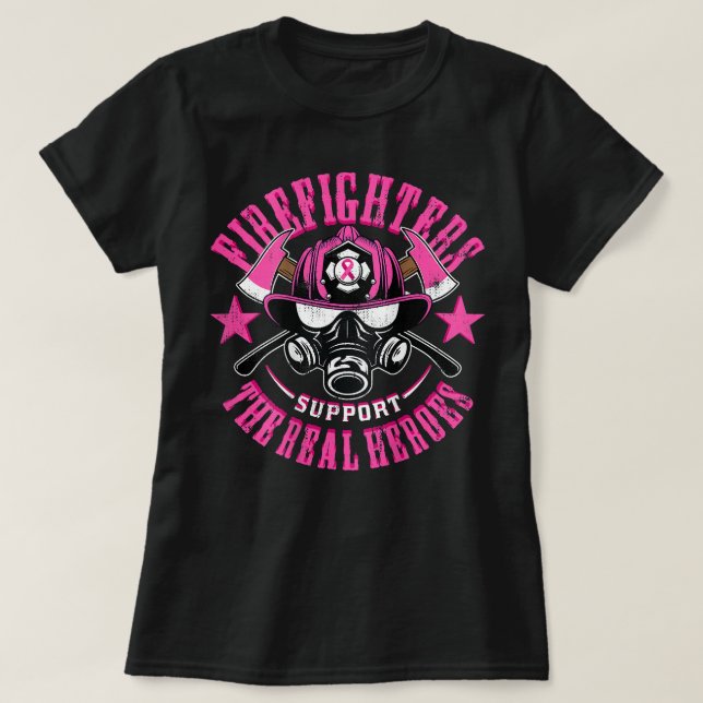 Brandfarliga brandsläckare - stöd för bröstcancer  t shirt (Design framsida)