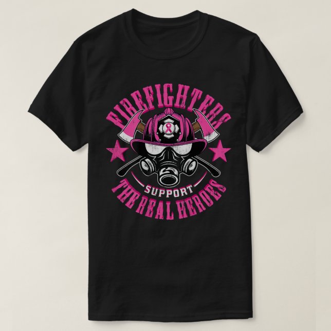 Brandfarliga brandsläckare - stöd för bröstcancer  t shirt (Design framsida)