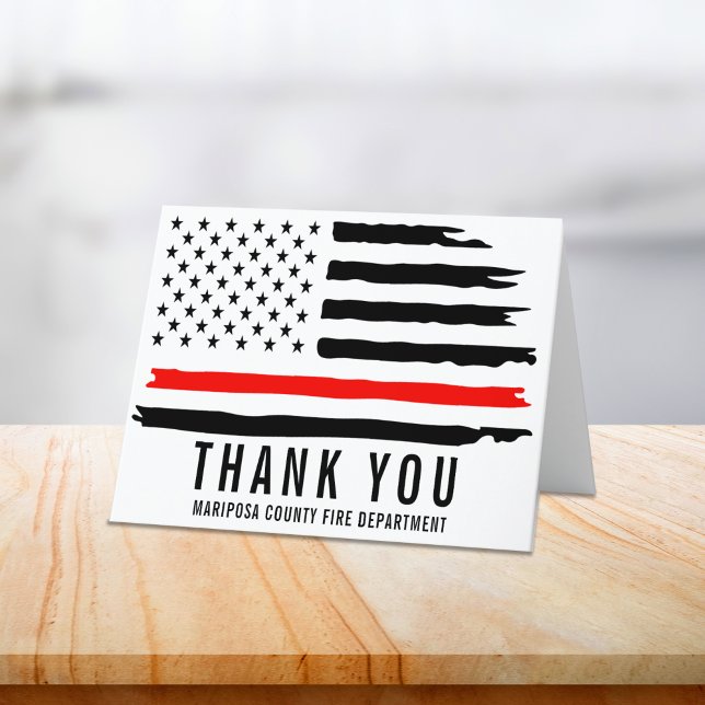 Brandfighter Flagga First Responder Fire Departmen Tack Kort (Firefighter Flag First Responder Fire Department Thank You Card)