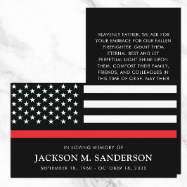 Brandfighter Memorial Funeral Red Line Prayer Card