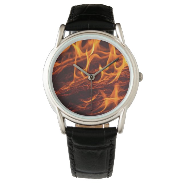 Brandflammakro i eldstad armbandsur (Framsida)