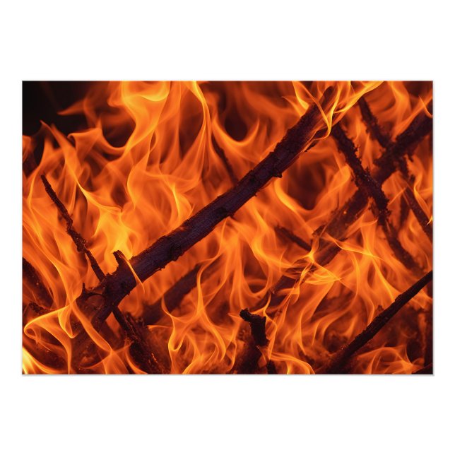 Brandflammakro i eldstad fototryck (Framsidan)