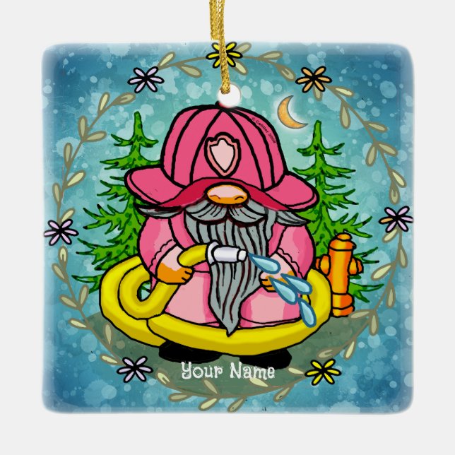 Brandgubbe gnome  julgransprydnad keramik (Framsida)