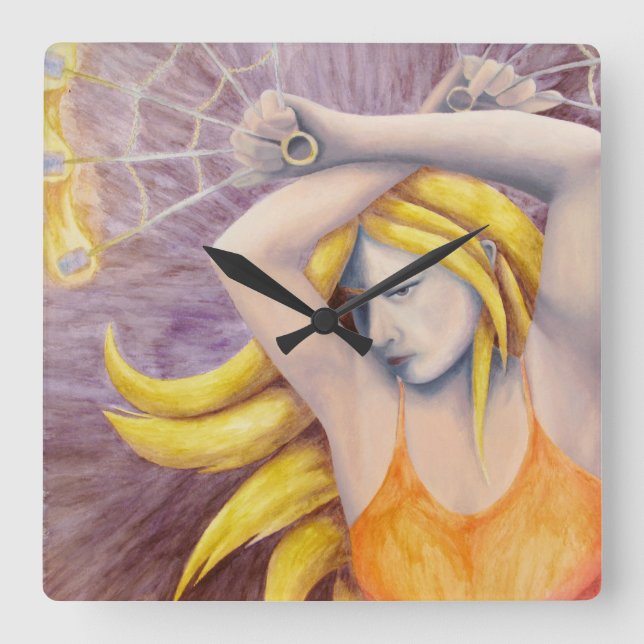 Brandgudinna Dancing Wall Clock Fyrkantig Klocka (Framsida)