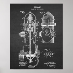 Brandhydrant Blueprint Patent Art nr 6 Poster