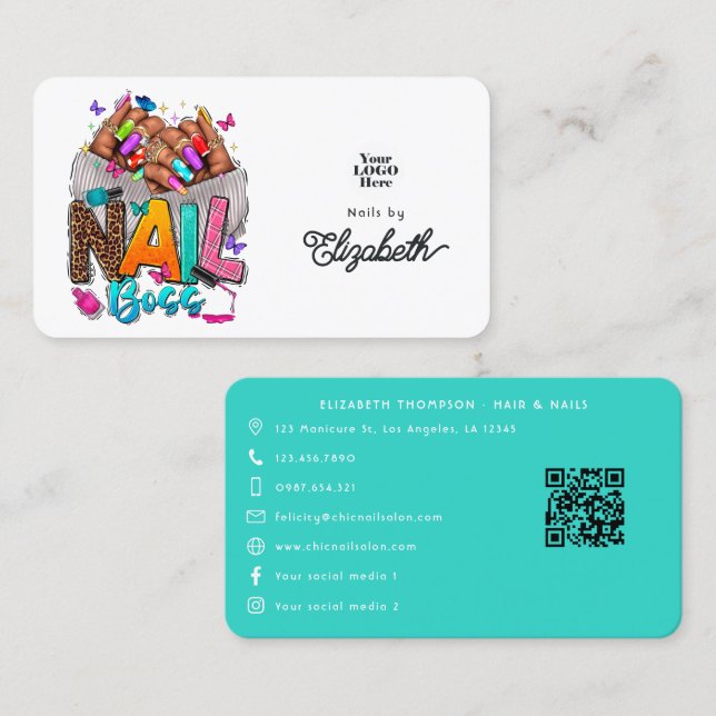 Branding African American Nagel Chef Visitkort (Fram/baksida)