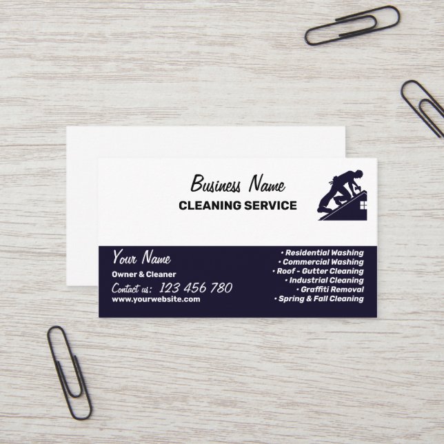 Branding For Pressure Washing Cleaning Business Visitkort (Fram/Back In Situ)