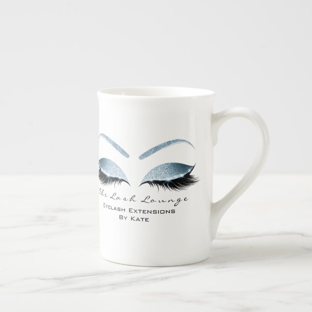 Branding Lash Extension Beauty Studio Blue Glitt Benporslin Mugg (Höger)