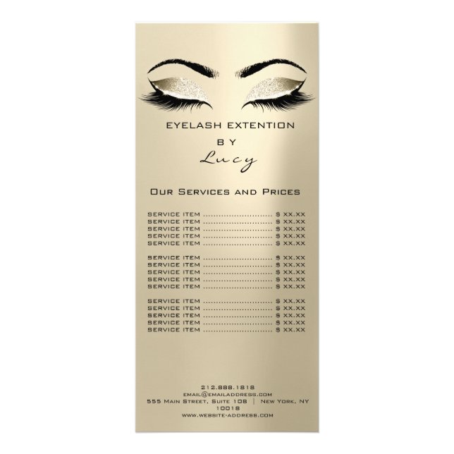 Branding Pris List Lash Extension Ivory Creamy Reklamkort (Framsidan)