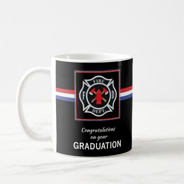 Brandkademins akademi Studenten Emblem på svart Kaffemugg (Vänster)