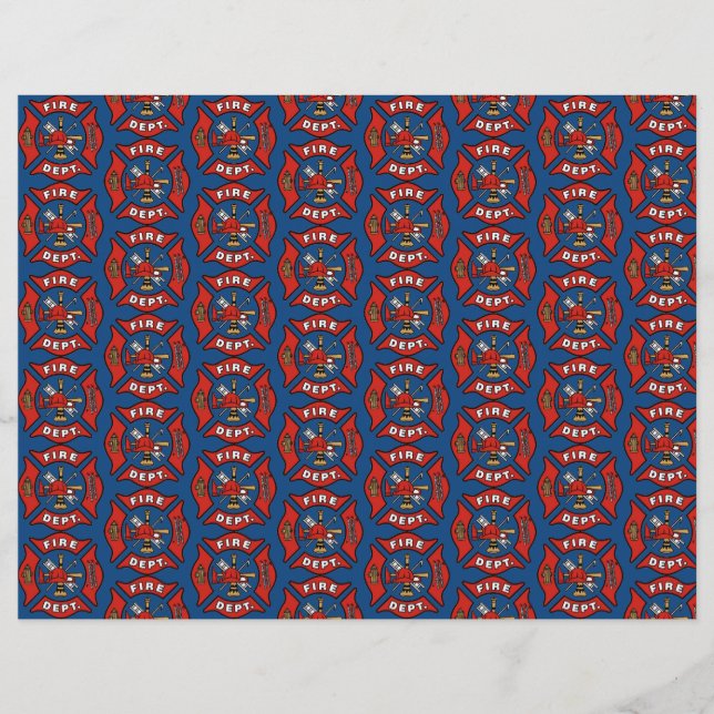 Brandkår Logotyp Mönster Scrapbook Papper (Framsida)