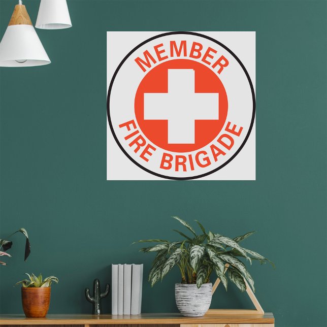 Brandkårens medlemstecken Röda Korset Brandman Poster (Skapare uppladdad)
