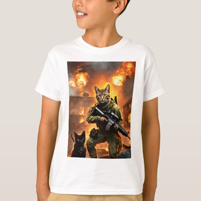 Brandkattdesignade barn t-shirt (Framsida)