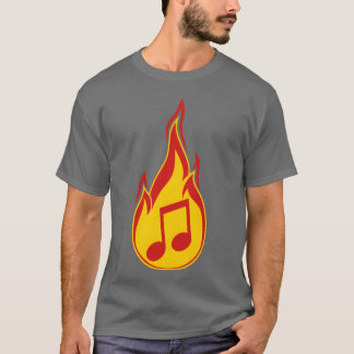 Brandlågor i musikanteckningar bränner hettens fac t shirt