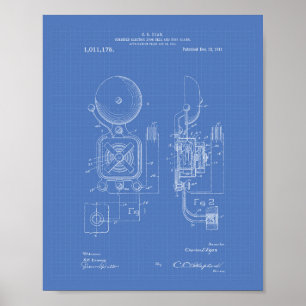 Brandlarm 1911 Patent Art - Blåkopia Poster