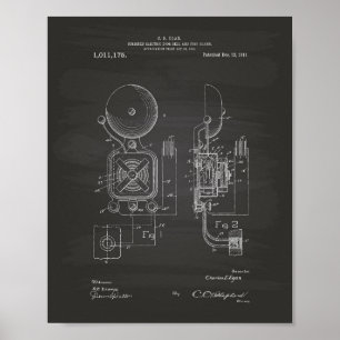 Brandlarm 1911 Patent Art - Chalkboard Poster