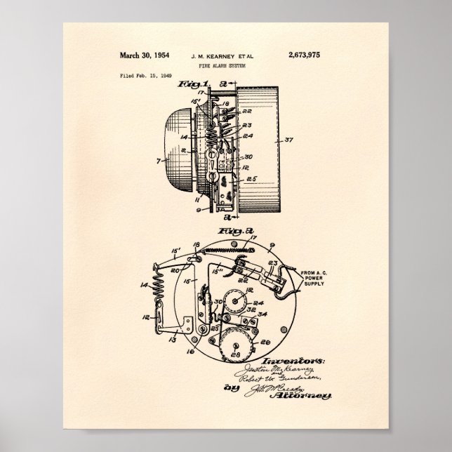 Brandlarmsystem 1954 Patent Art - Gamla pravare Poster (Framsidan)