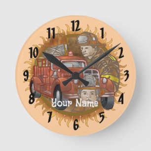 Brandlastbilens Buddy Firefighter-klocka Rund Klocka