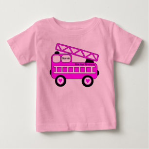 Brandlastbilsdesign för Cute Bright Rosa Girls T-shirt