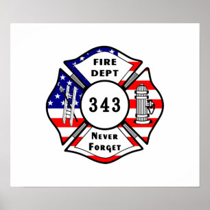 Brandman 9/11 Glöm aldrig 343 Poster